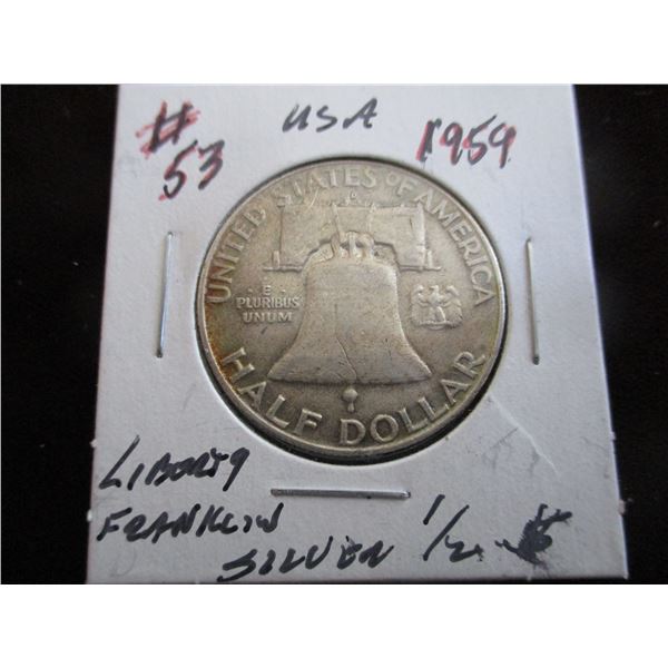 1959 LIBERTY FRANKLIN SILVER HALF DOLLAR