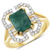 Plated 14KT Yellow Gold 2.15ct Emerald and Topaz Ring