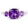 Plated Rhodium 2.37ctw Amethyst and White Topaz Ring