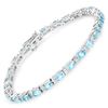 Plated Rhodium 8.58ctw Blue Zircon and White Topaz Bracelet