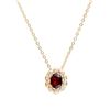Plated 18KT Yellow Gold 1.28cts Garnet and Diamond Necklace