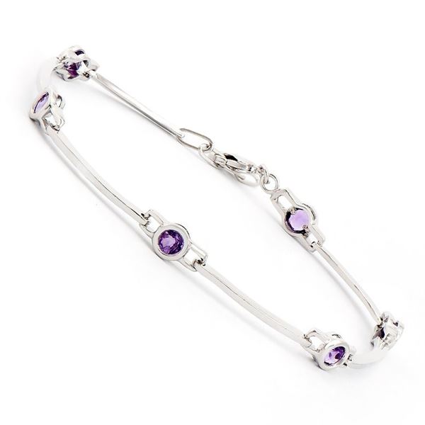 Plated Rhodium 2.05ctw Amethyst Bracelet