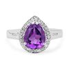 Plated Rhodium 1.45ct Amethyst and White Topaz Ring