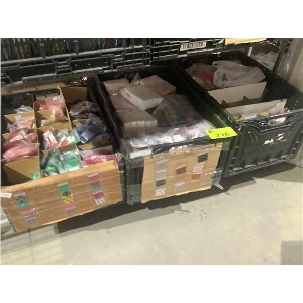 3 BINS OF ASSORTED BAGGIES