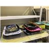 Image 2 : 2 SHELVES OF ASSORTED TRAYS, CUTTING BOARDS, LIGHT BULB & MORE