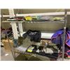 Image 8 : 2 SHELVES OF ASSORTED TRAYS, CUTTING BOARDS, LIGHT BULB & MORE