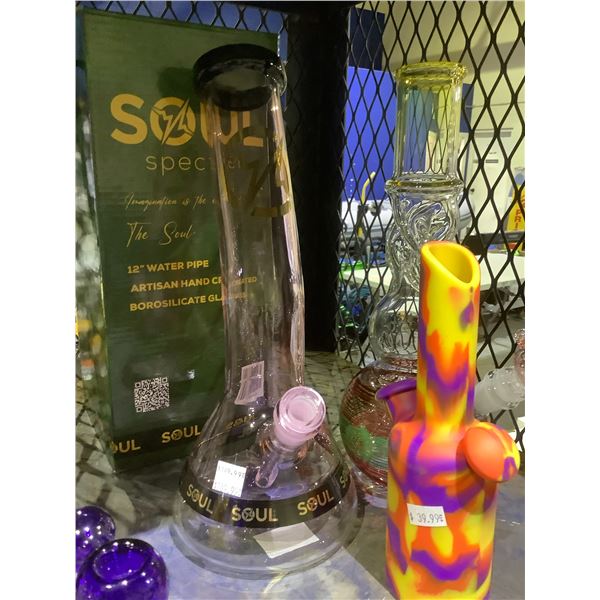*NEW* 3 ASSORTED GLASS & SILICON BONGS 8" & 12"