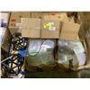 Image 1 : PALLET OF ASSORTED ITEMS INCLUDING; LIGHT FIXTURES & CLEAR FACE SHIELDS