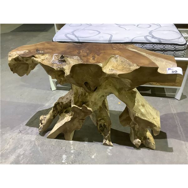 SOLID TEAK ROOT CONSOLE TABLE APPROX 48X16"
