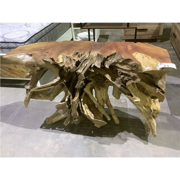 SOLID TEAK ROOT CONSOLE TABLE APPROX 47X15.5"