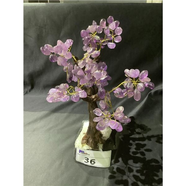 AMETHYST CRYSTAL TREE ON CRYSTAL GEODE BASE APPROX 15" TALL- RETAIL $2494.98
