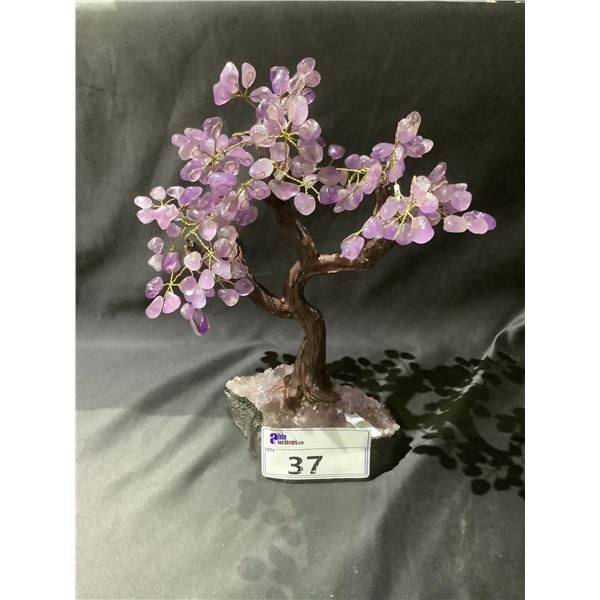 AMETHYST CRYSTAL TREE ON AMETHYST GEODE BASE APPROX 14" TALL- RETAIL $2494.98