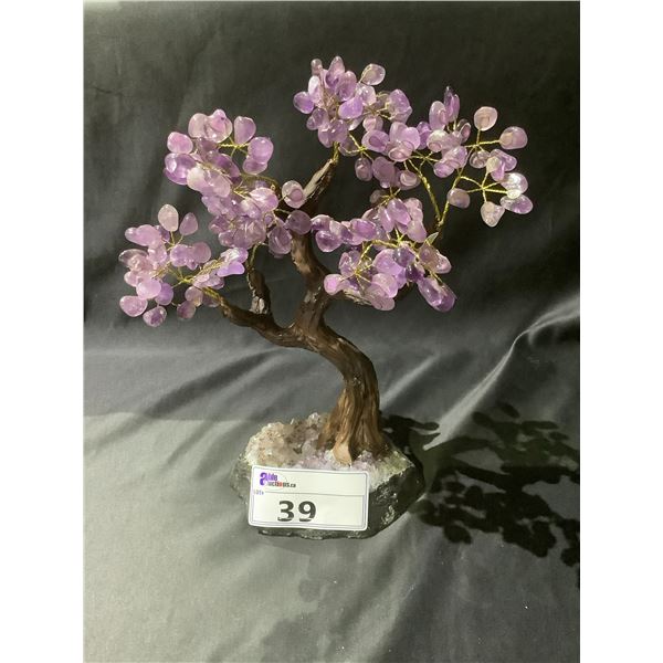 AMETHYST CRYSTAL TREE ON AMETHYST GEODE BASE APPROX 15" TALL- RETAIL $2494.98