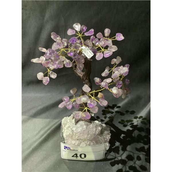 AMETHYST CRYSTAL TREE ON AMETHYST GEODE BASE APPROX 11" TALL- RETAIL $1894.98