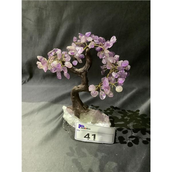 AMETHYST CRYSTAL TREE ON AMETHYST GEODE BASE APPROX 10" TALL- RETAIL $1894.98