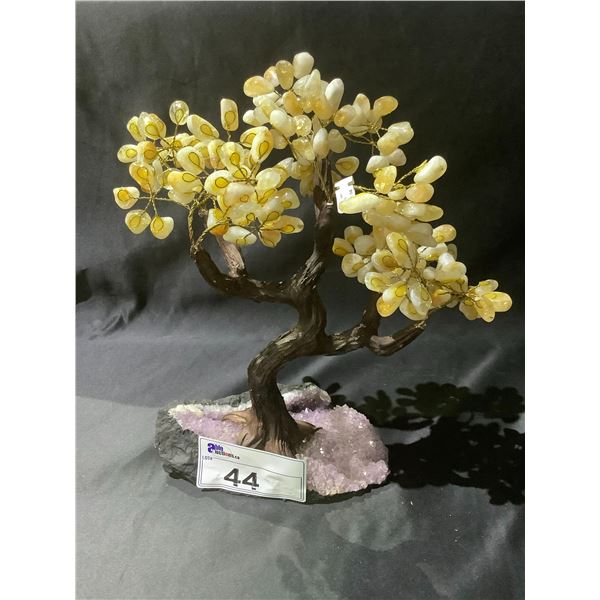 CITRINE CRYSTAL TREE ON AMETHYST GEODE BASE APPROX 15" TALL- RETAIL $2484.98