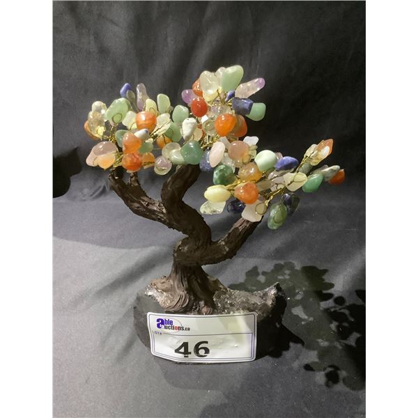 CHAKRA CRYSTAL TREE ON AMETHYST GEODE BASE APPROX 10" TALL- RETAIL $1494.98