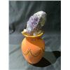 Image 2 : AMETHYST GEODE ON ORANGE CERAMIC POT