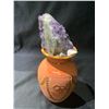 Image 3 : AMETHYST GEODE ON ORANGE CERAMIC POT