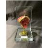 Image 1 : PINK CRYSTAL DECOR WITH GOLD ACCENT ON CLEAR GLASS STAND APPROX 6.5" (WITH STAND)- RETAIL $1189.98