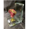 Image 2 : PINK CRYSTAL DECOR WITH GOLD ACCENT ON CLEAR GLASS STAND APPROX 6.5" (WITH STAND)- RETAIL $1189.98