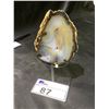 Image 1 : AGATE SLICE ON METAL STAND APPROX 4X5-1/2" RETAIL $1298.51