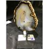 Image 2 : AGATE SLICE ON METAL STAND APPROX 4X5-1/2" RETAIL $1298.51