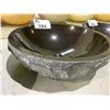 Image 3 : NATURAL STONE ABSOLUTE BLACK OUTSIDE ART ROUND VESSEL SINK 17X6"