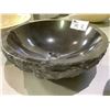 Image 3 : NATURAL STONE ABSOLUTE BLACK OUTSIDE ART ROUND VESSEL SINK 17X6"