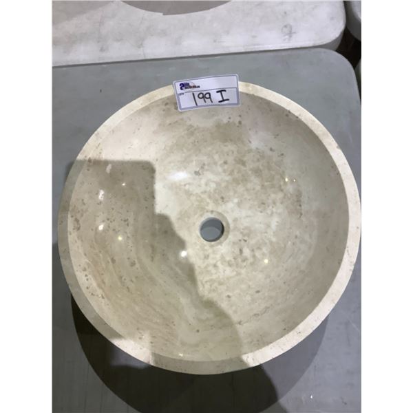 NATURAL STONE MARBLE ROUND VESSEL SINK 17X5-1/4"