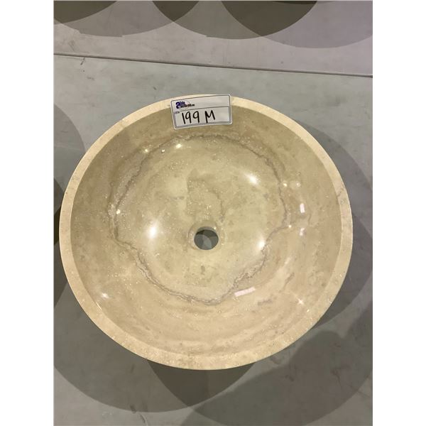 NATURAL STONE MARBLE ROUND VESSEL SINK 17X5-1/2"