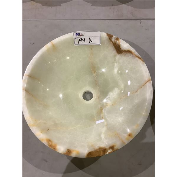NATURAL STONE MARBLE ROUND VESSEL SINK 17X5-1/2"