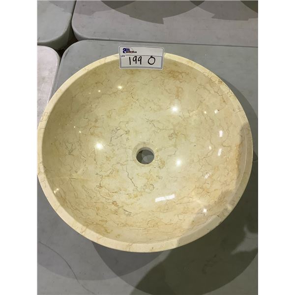 NATURAL STONE MARBLE ROUND VESSEL SINK 17X5-1/2"