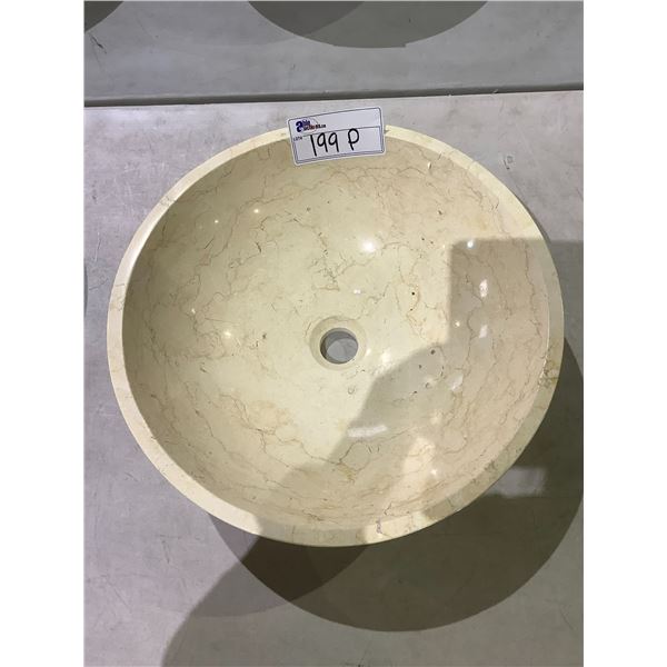 NATURAL STONE MARBLE ROUND VESSEL SINK 17X5-1/4 