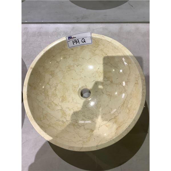 NATURAL STONE MARBLE ROUND VESSEL SINK 17X5-1/2"