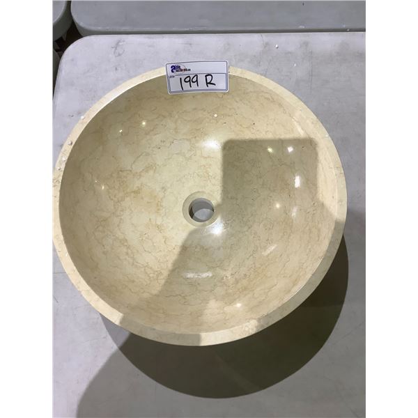 NATURAL STONE MARBLE ROUND VESSEL SINK 17X5-1/2"