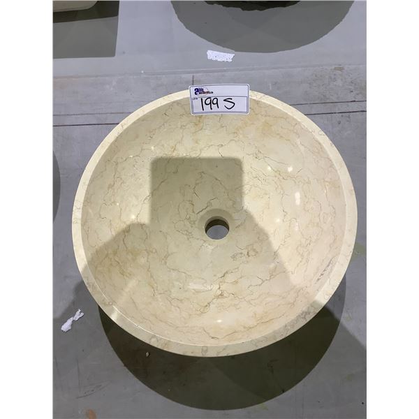 NATURAL STONE MARBLE ROUND VESSEL SINK 17X5-1/2 