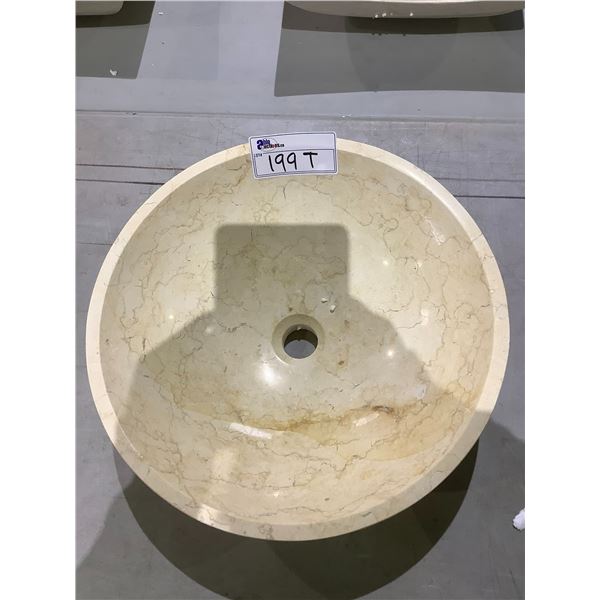NATURAL STONE MARBLE ROUND VESSEL SINK 17X5-1/4"