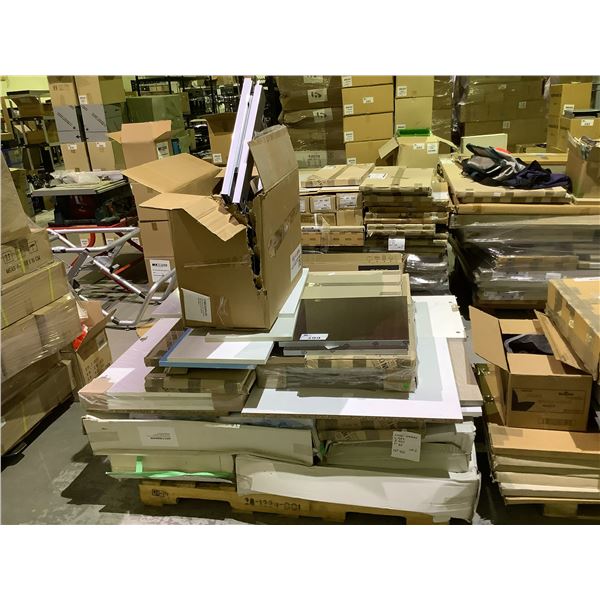 PALLET OF ASSORTED CABINET ITEMS INCLUDING: SHELVES, DOORS, BASKETS AND MORE