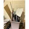 Image 1 : BIN OF ASSORTED CABINET ITEMS INCLUDING: DRAWERS, TRIM, PADDLES AND MORE (BIN NOT INCLUDED)