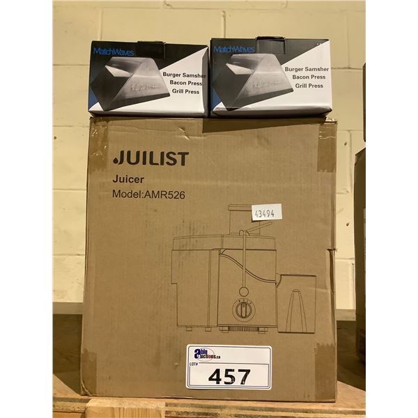JUILIST JUICER MODEL AMR526 AND 2 MATCHWAVES GRILL PRESSES