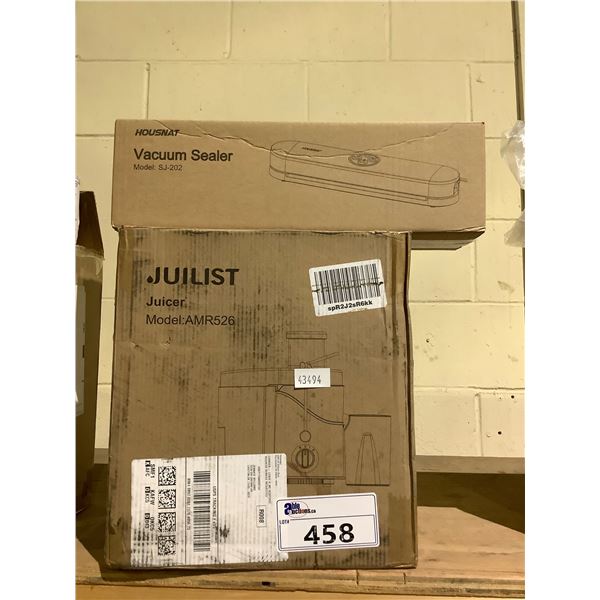 JUILIST JUICER MODEL AMR526 AND HOUSNAT VACUUM SEALER