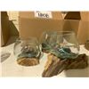 Image 2 : 3 HANDMADE MOLTEN GLASS BOWLS ON TEAK WOOD BASES