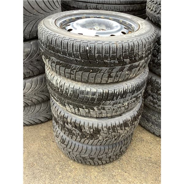 4 MICHELIN X- ICE 205/55R16 94H TIRES ON 5 BOLT METAL RIMS