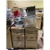 Image 2 : PALLET OF STORAGE LOCKER CONTENTS INCLUDING; DESK, LAMP SHADES, CUSHIONS & MORE