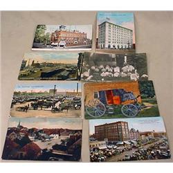 LOT OF 8 VINTAGE POSTCARDS - STREET SCENES, HORSES