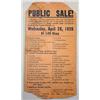 Image 1 : 1920 "PUBLIC SALE" NOTICE - Victrola, Ice Box, Ger