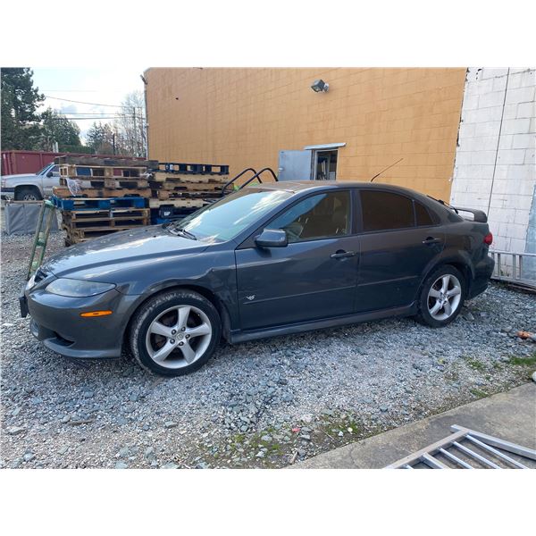 *MUST TOW, NOT SUITABLE FOR TRANSPORTATION* 2005 MAZDA 6, 4DR FASTBACK, GREY, GAS, MANUAL,