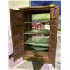 Image 2 : VINTAGE WOODEN 2 DOOR 2 DRAWER PANTRY WITH MIRRORED BACK 42X21-1/2X70-1/2"