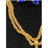 Image 2 : 14K CHAIN (22") WITH 10K PENDANT SET WITH BLUE STONE AND PAIR OF MATCHING 10K EARRINGS SET WITH